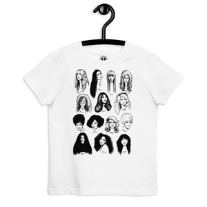 WOMEN IN MUSIC 单线艺术印花有机棉儿童 T 恤