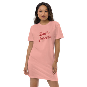 BOWIE FOREVER Embroidered Organic cotton t-shirt dress (red text)