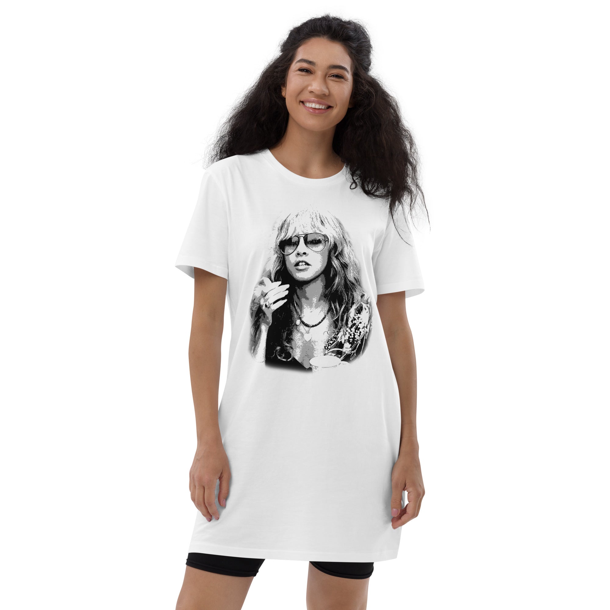 Stevie Nicks Mono Pop Art Vestido estilo camiseta de algodón orgánico