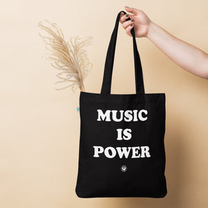 MUSIC IS POWER Printed Organic Fashion Tote Bag