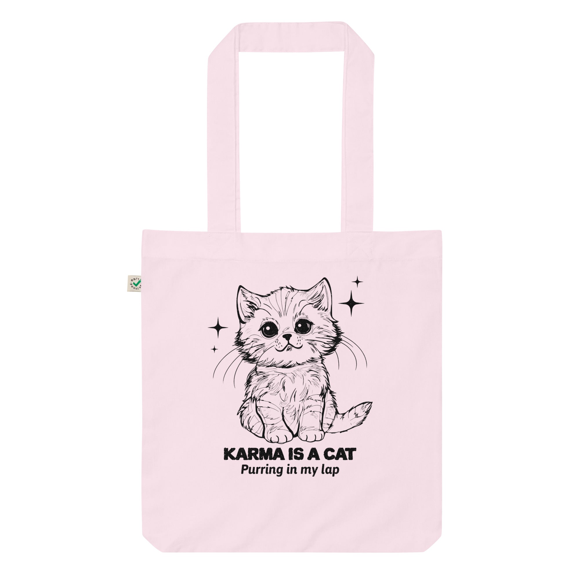 Karma Is A Cat Purring In My Lap Vintage Style Printed Organic fashion tote bag