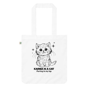 Karma Is A Cat Purring In My Lap Vintage Style Printed Organic fashion tote bag