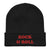 Rock & Roll Embroidered Organic ribbed knitted unisex beanie hat - red embroidery (more colours available)