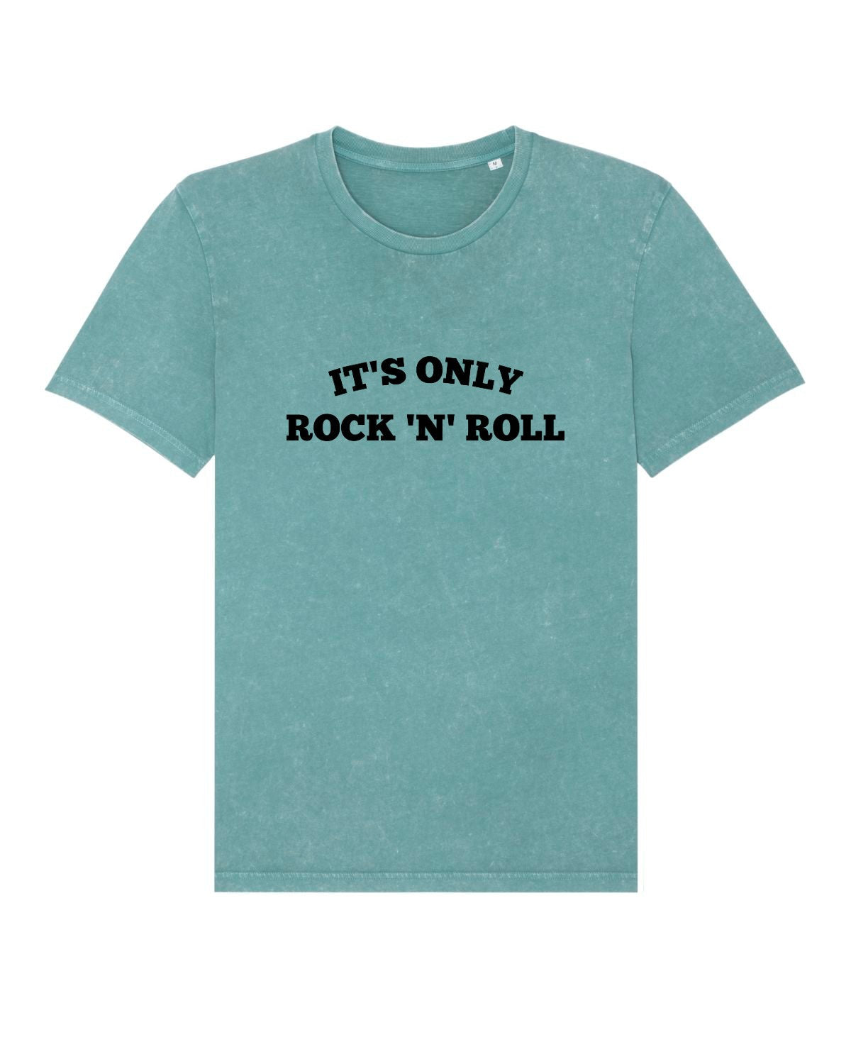 SAMPLE SALE 'IT'S ONLY ROCK 'N' ROLL' EMBROIDERED UNISEX GARMENT DYED ORGANIC COTTON 'CREATOR VINTAGE' T-SHIRT (SIZE SMALL)