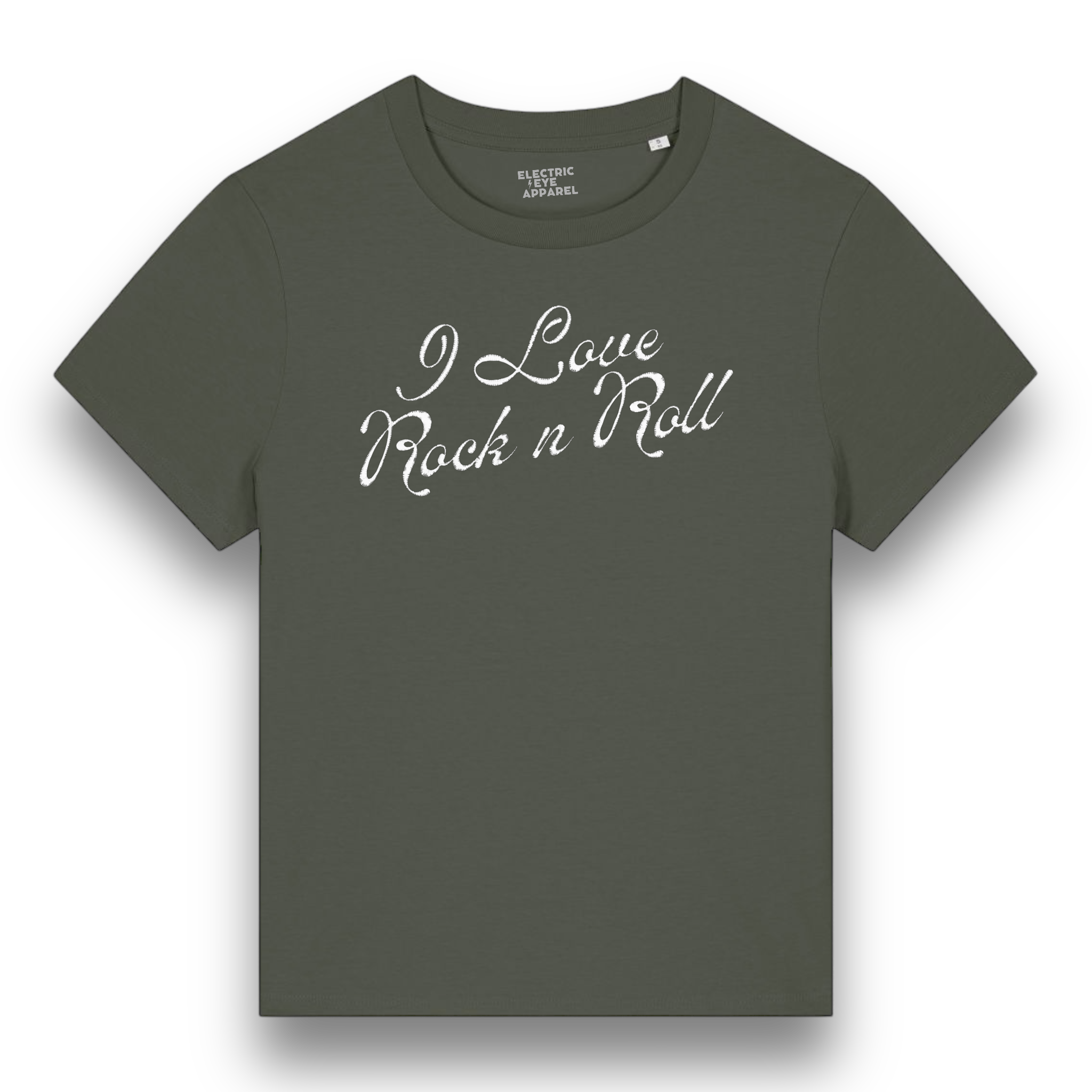 'I Love Rock n Roll' embroidered organic women's 'Muser' t-shirt - inspired by Joan Jett - choose your own embroidery colour