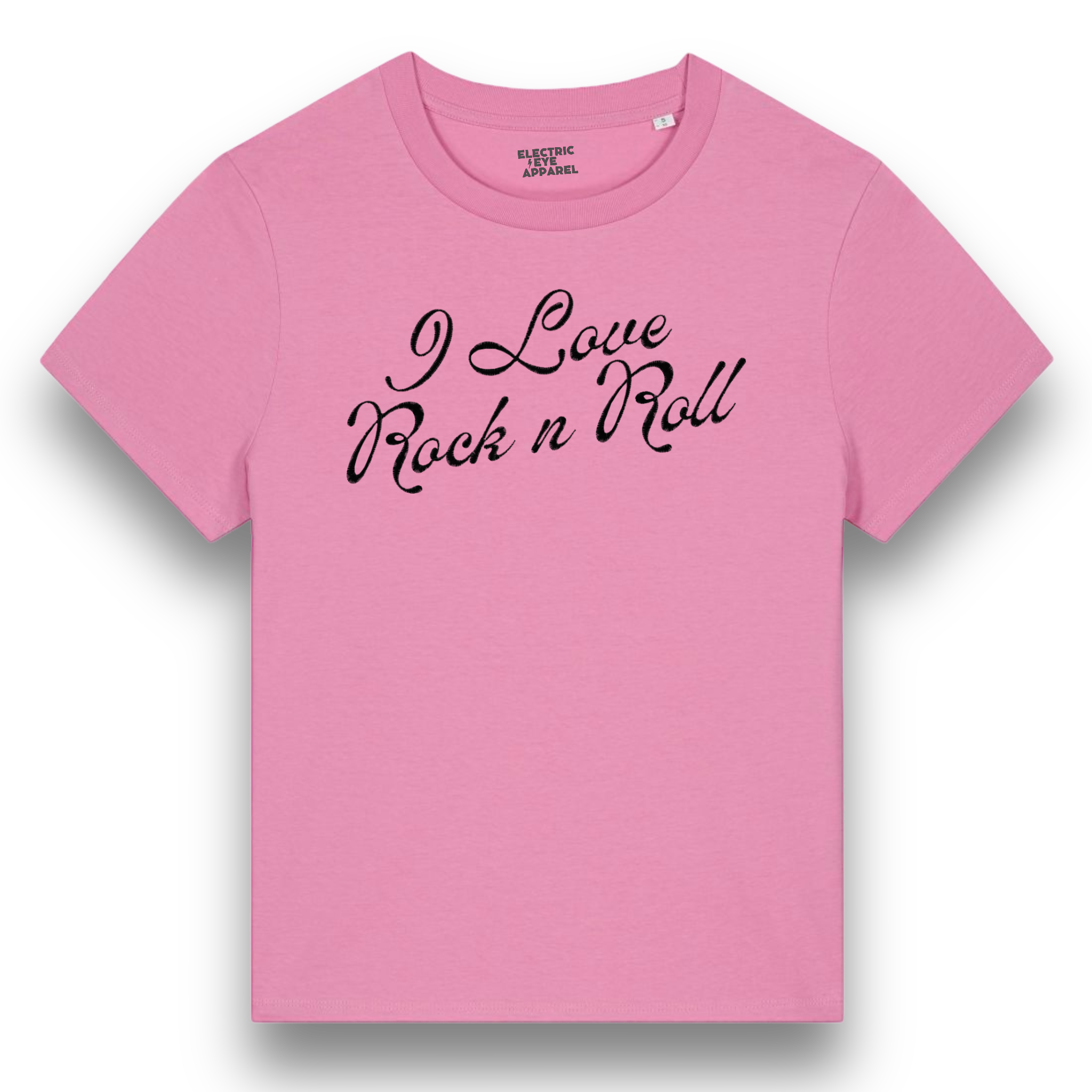 'I Love Rock n Roll' embroidered organic women's 'Muser' t-shirt - inspired by Joan Jett - choose your own embroidery colour