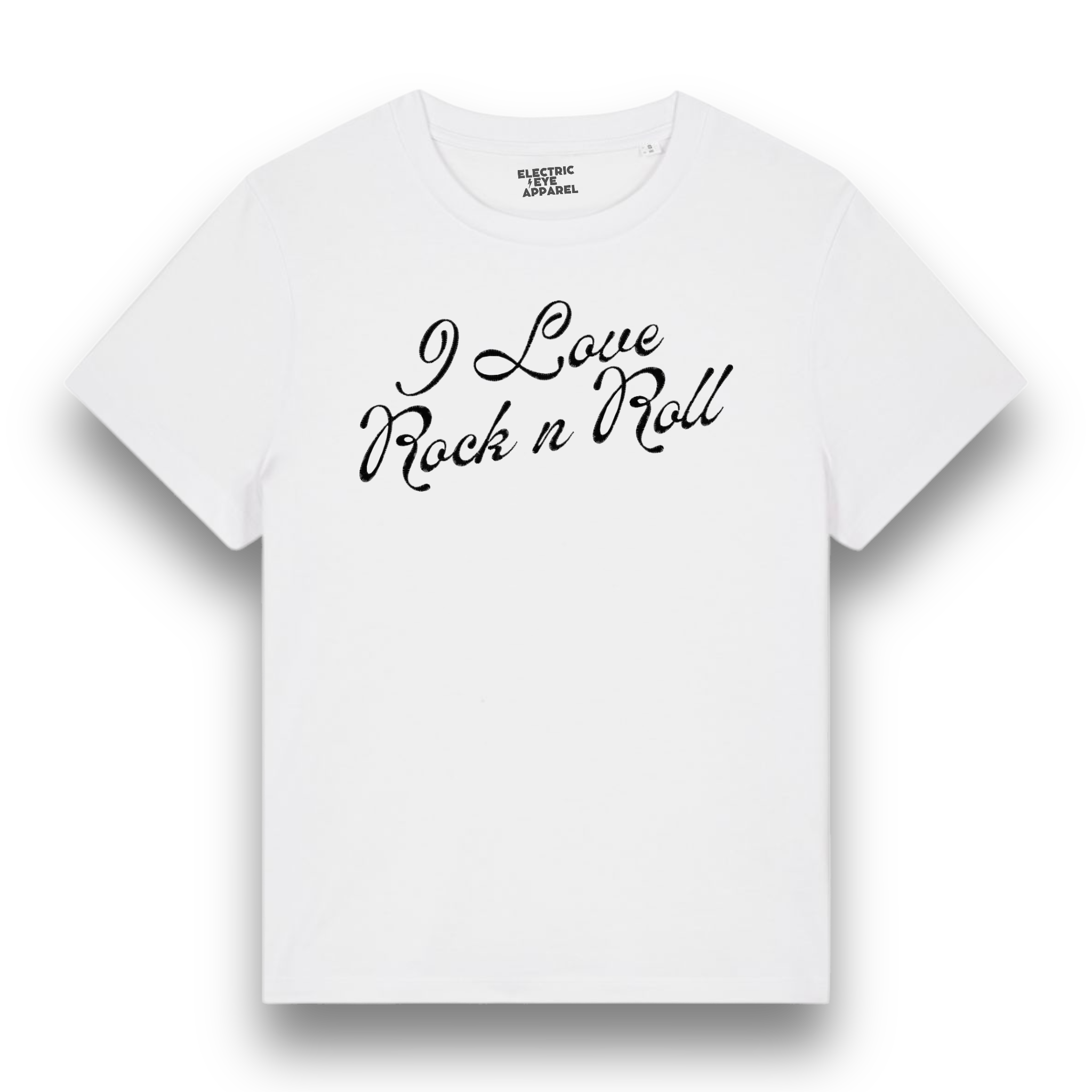 'I Love Rock n Roll' embroidered organic women's 'Muser' t-shirt - inspired by Joan Jett - choose your own embroidery colour