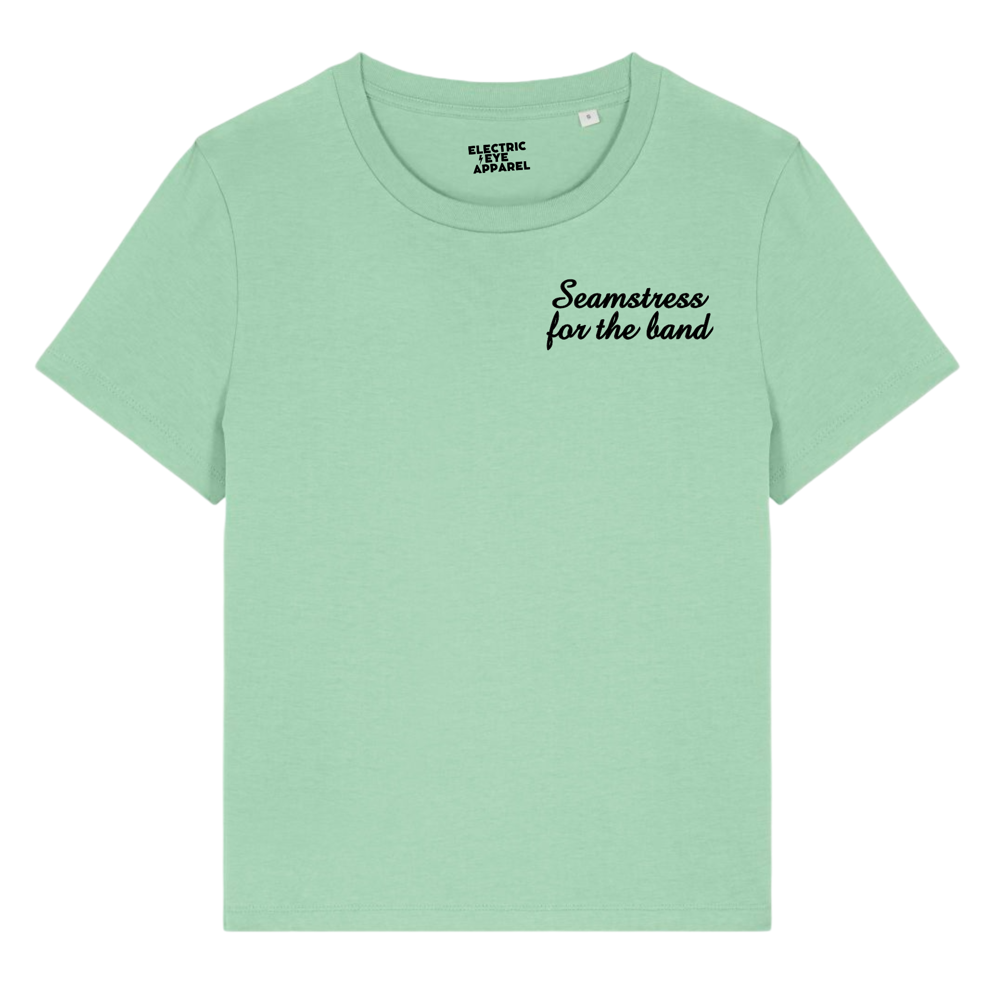 'SEAMSTRESS FOR THE BAND' left chest embroidered premium organic women's 'muser' t-shirt - inspired by Elton John, Tiny Dancer