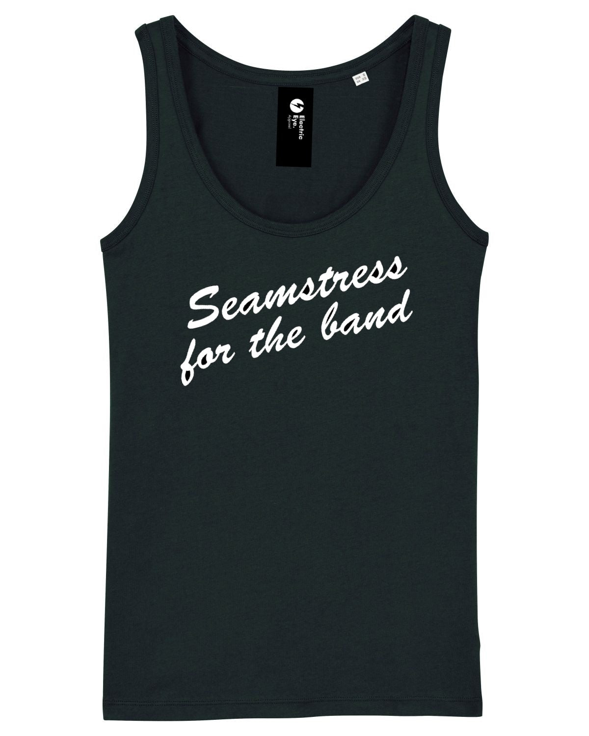SAMPLE SALE 'SEAMSTRESS FOR THE BAND' EMBROIDERED WOMEN'S 100% ORGANIC COTTON TANK TOP VEST (SIZE MEDIUM)