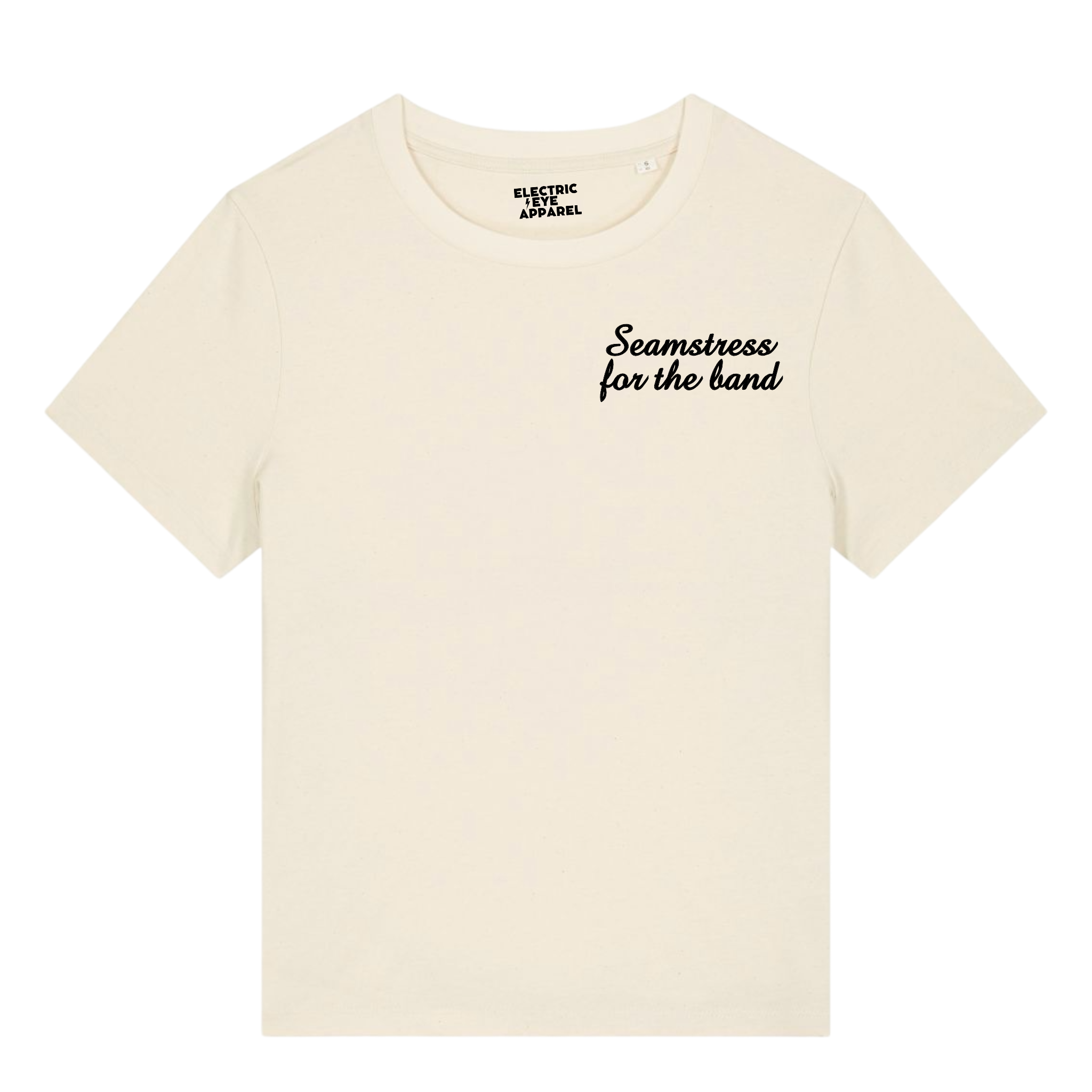 'SEAMSTRESS FOR THE BAND' left chest embroidered premium organic women's 'muser' t-shirt - inspired by Elton John, Tiny Dancer