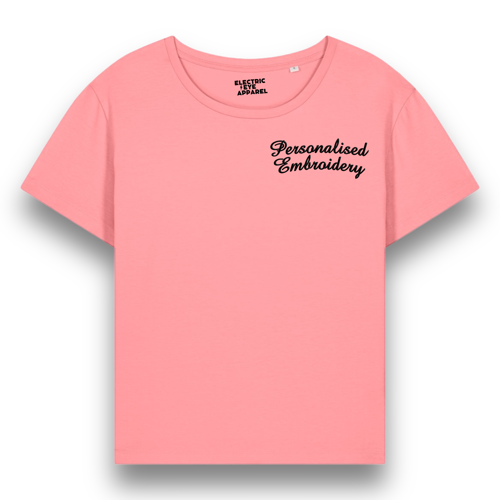 Personalised Lyric Left Chest Embroidered premium organic women's iconic mid-light 'Sienna' t-shirt - choose your own lyrics, font and thread colour