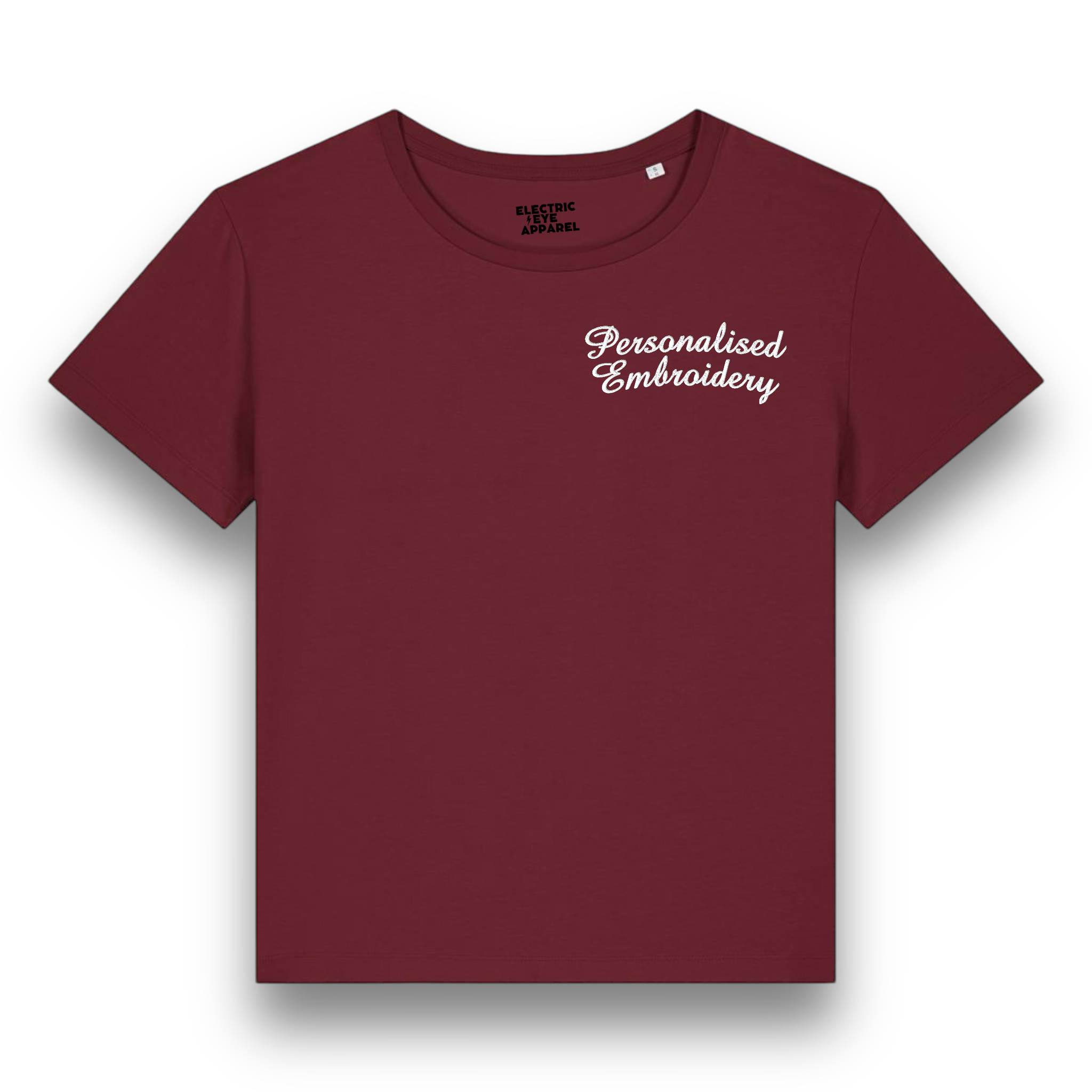 Personalised Lyric Left Chest Embroidered premium organic women's iconic mid-light 'Sienna' t-shirt - choose your own lyrics, font and thread colour