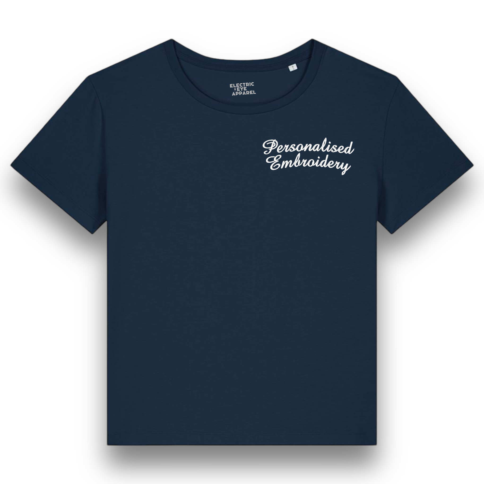 Personalised Lyric Left Chest Embroidered premium organic women's iconic mid-light 'Sienna' t-shirt - choose your own lyrics, font and thread colour