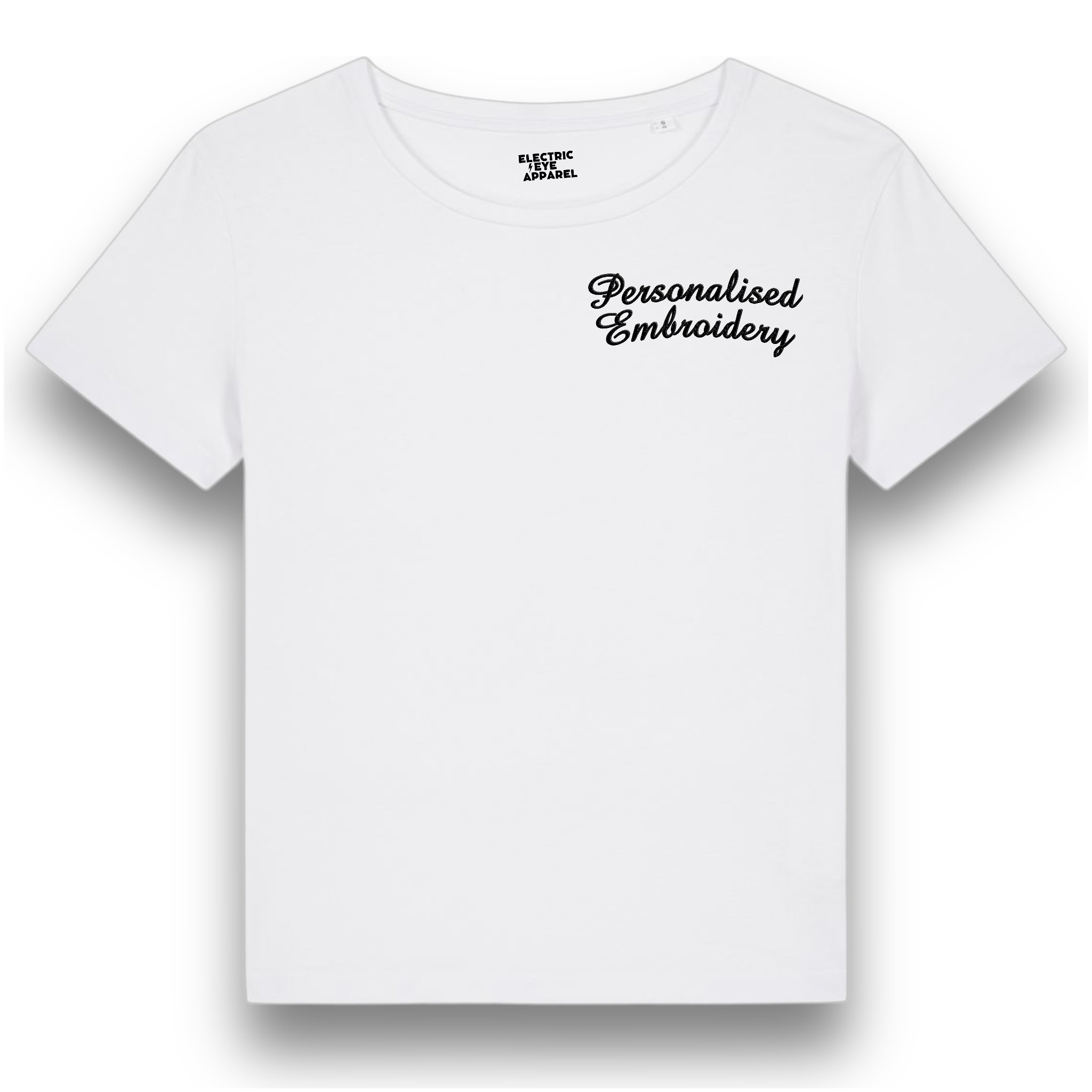 Personalised Lyric Left Chest Embroidered premium organic women's iconic mid-light 'Sienna' t-shirt - choose your own lyrics, font and thread colour