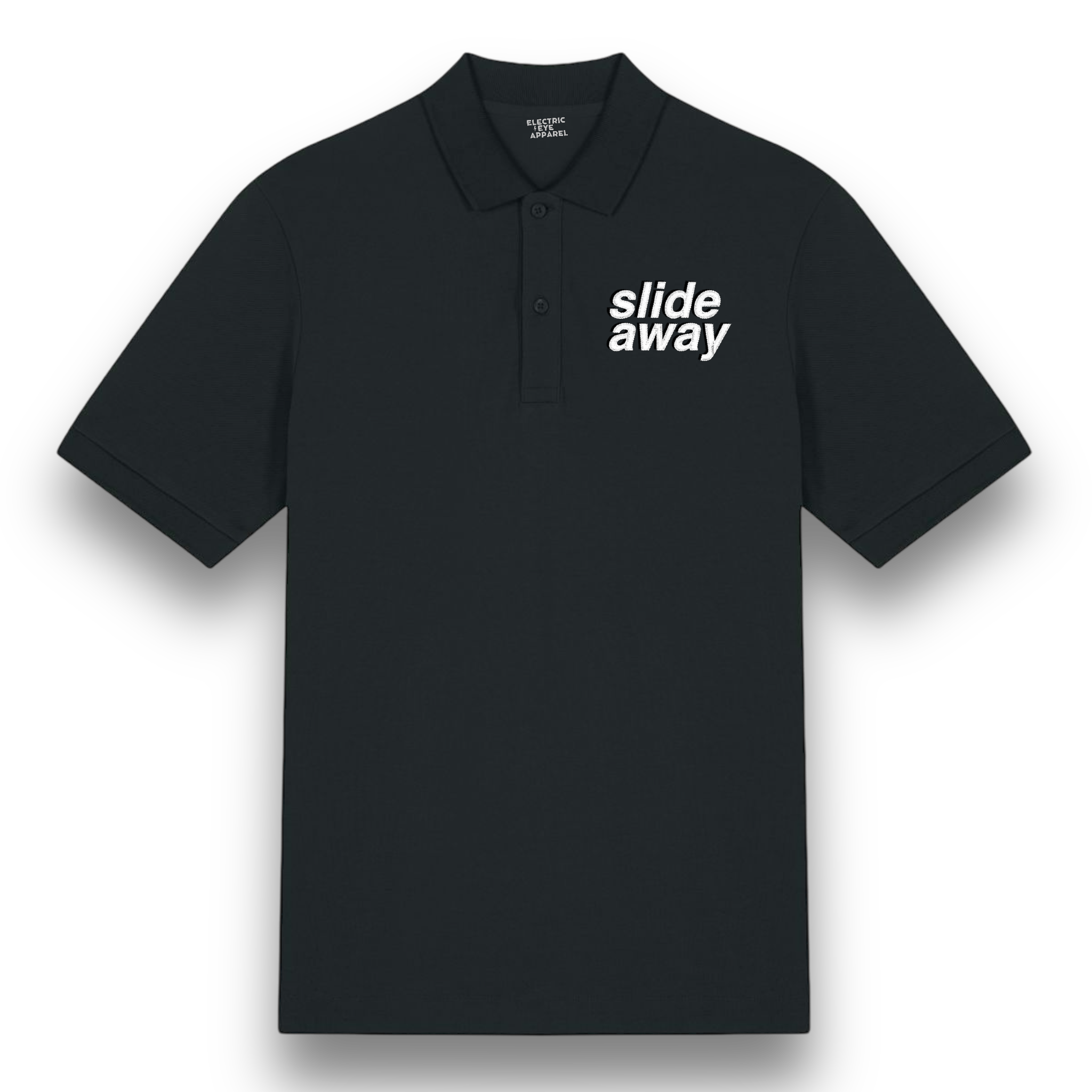 'SLIDE AWAY' left chest embroidered premium organic men's 'Carnaby' polo shirt - inspired by Oasis