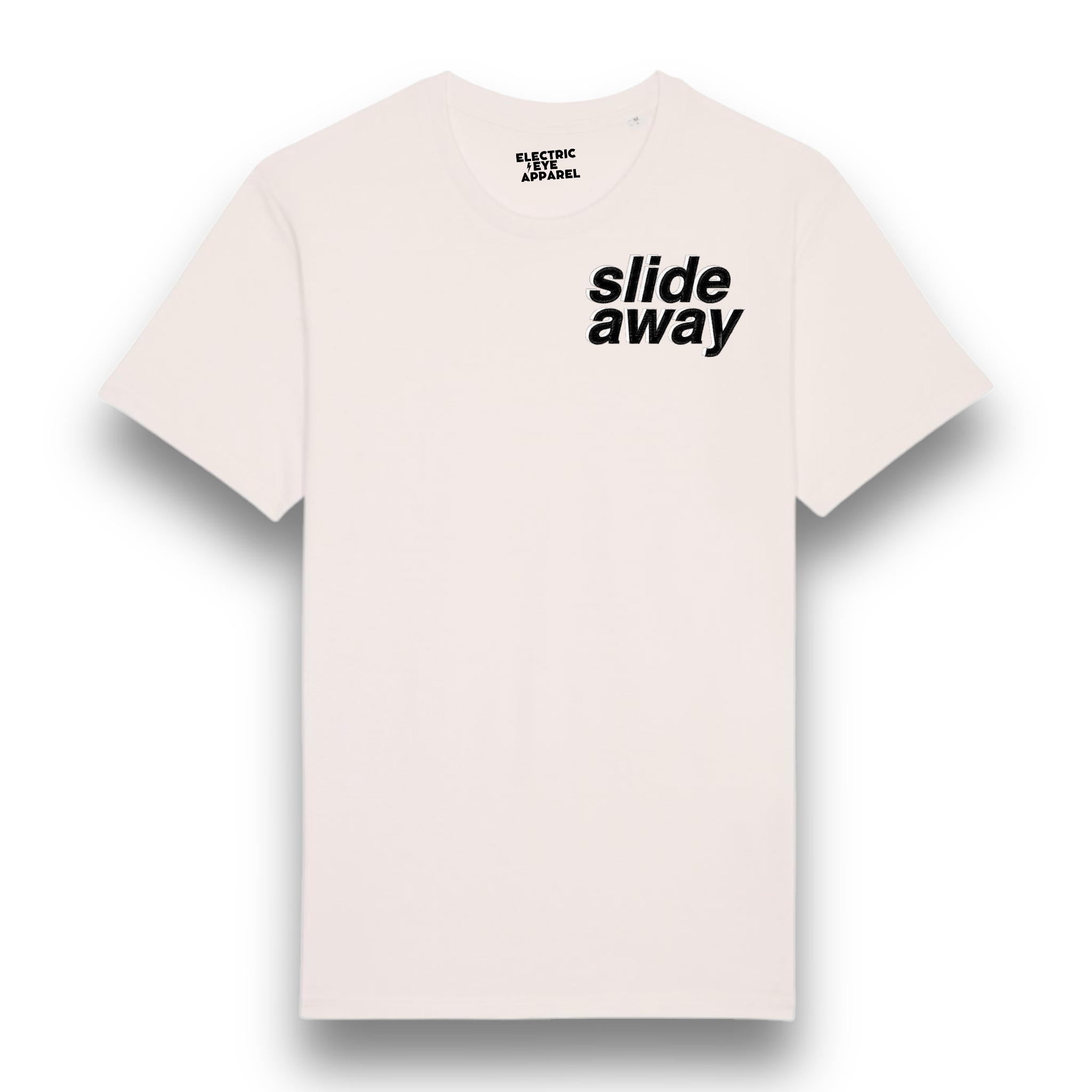 'SLIDE AWAY' 90s style left chest embroidered premium organic iconic men's 'rocker' t-shirt - inspired by Oasis