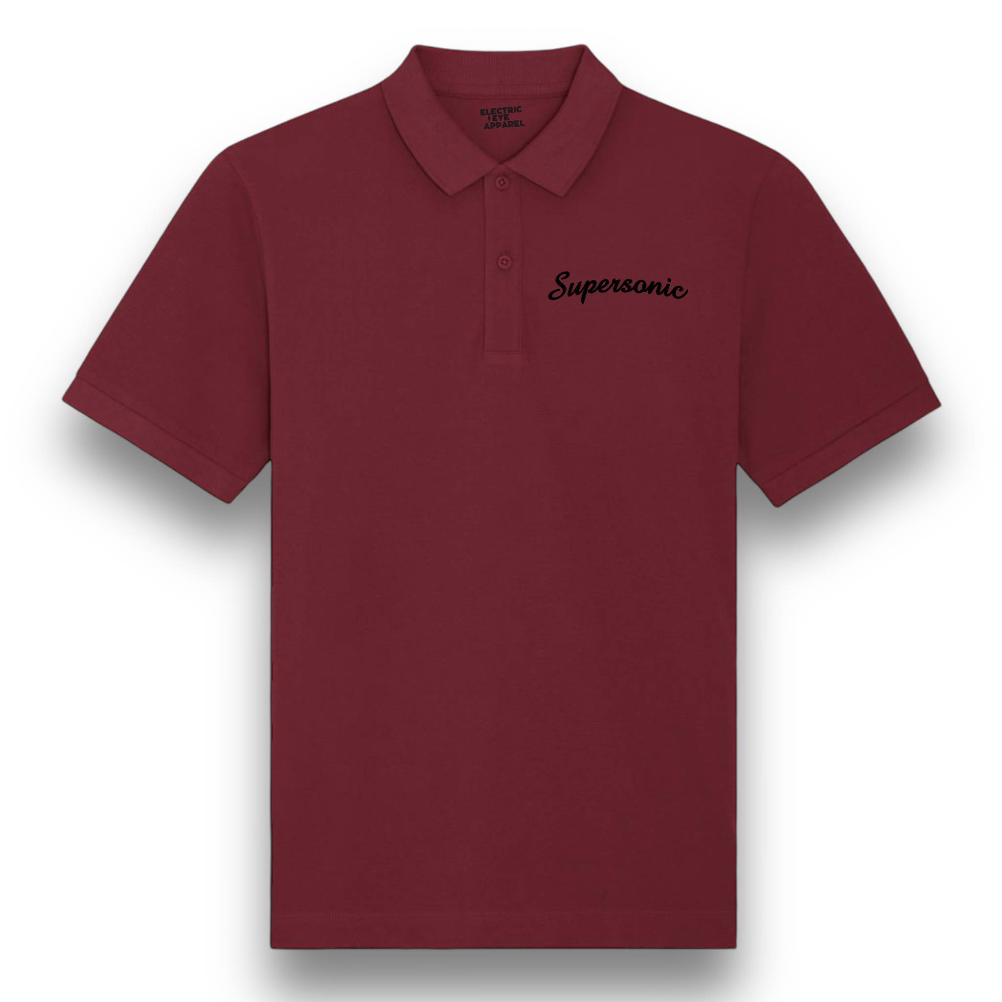 'SUPERSONIC' left chest embroidered premium organic men's 'Carnaby' polo shirt - inspired by Oasis