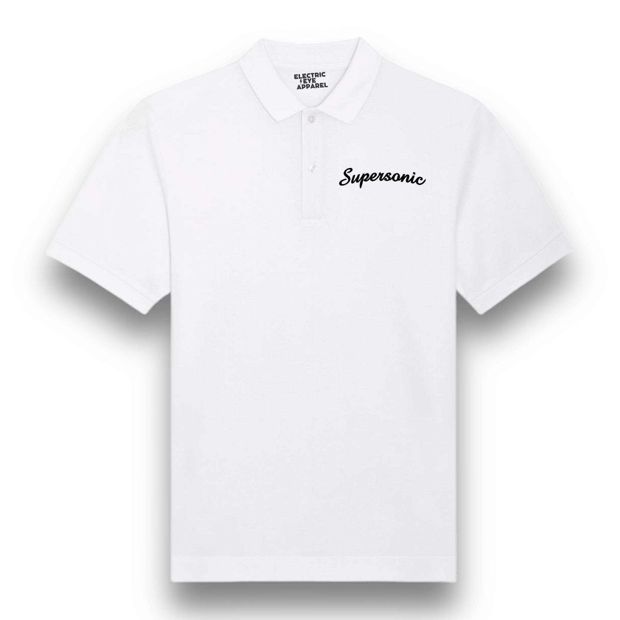 'SUPERSONIC' left chest embroidered premium organic men's 'Carnaby' polo shirt - inspired by Oasis