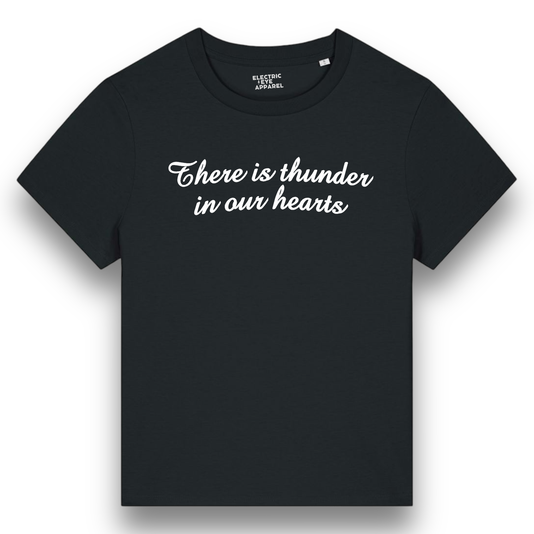 'THERE IS THUNDER IN OUR HEARTS' premium embroidered organic women's 'muser' t-shirt - inspired by Kate Bush