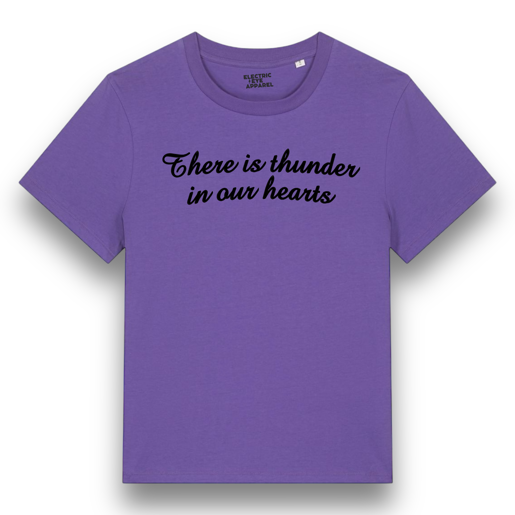 'THERE IS THUNDER IN OUR HEARTS' premium embroidered organic women's 'muser' t-shirt - inspired by Kate Bush