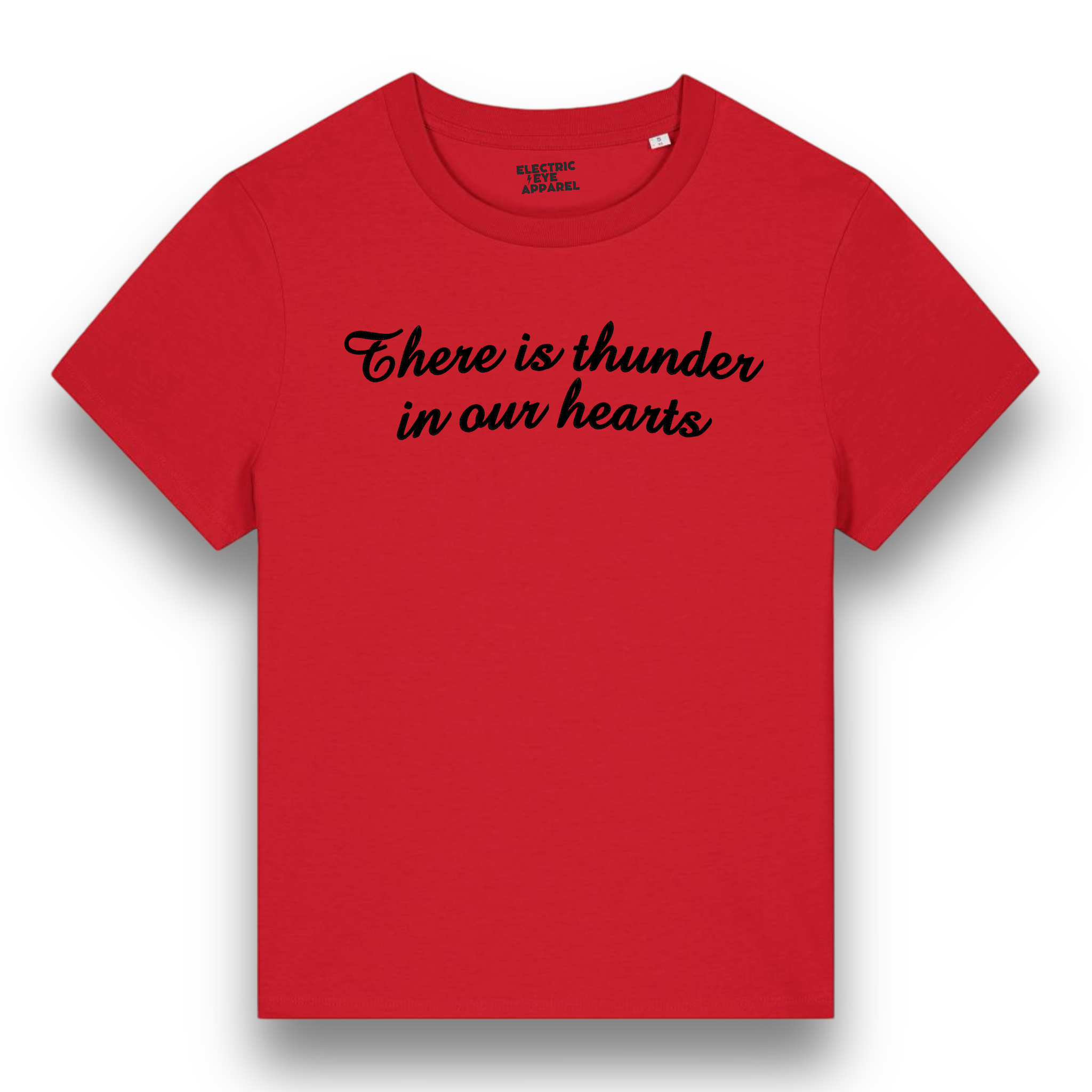 'THERE IS THUNDER IN OUR HEARTS' premium embroidered organic women's 'muser' t-shirt - inspired by Kate Bush