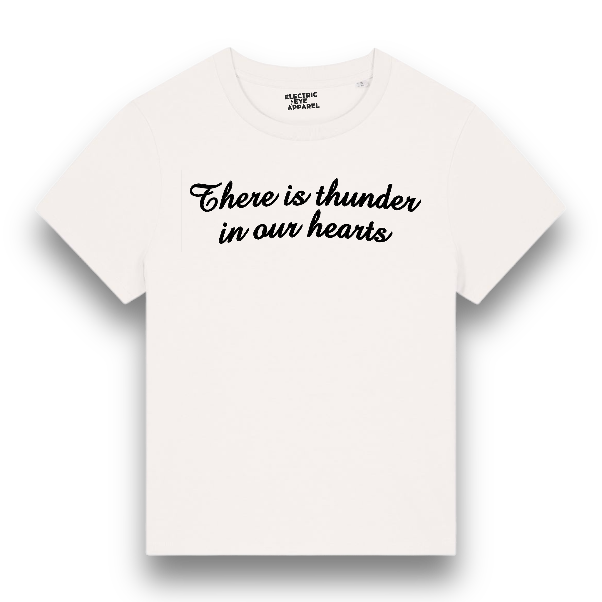 'THERE IS THUNDER IN OUR HEARTS' premium embroidered organic women's 'muser' t-shirt - inspired by Kate Bush