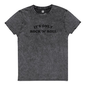 IT'S ONLY ROCK 'N' ROLL Embroidered Vintage Aged Denim Style Unisex T-Shirt