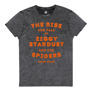 THE RISE AND FALL OF ZIGGY STARDUST PRINTED VINTAGE STYLE AGED SOFT COMBED COTTON UNISEX T-SHIRT - CINNABAR RED PRINT
