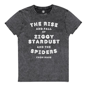 THE RISE AND FALL OF ZIGGY STARDUST PRINTED VINTAGE STYLE AGED SOFT COMBED COTTON UNISEX T-SHIRT - WHITE PRINT