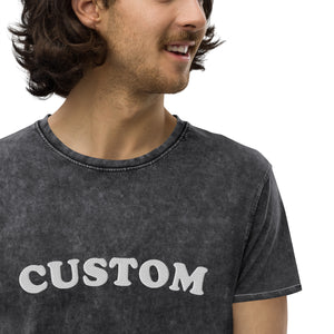 Custom Large Centre Front Chest Embroidered Vintage Aged Unisex T-shirt