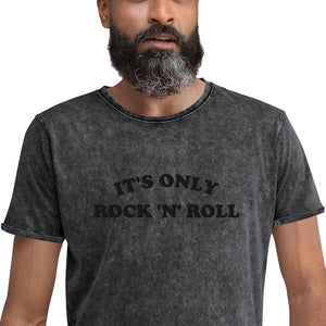 IT'S ONLY ROCK 'N' ROLL 刺绣复古做旧牛仔风格男女通用 T 恤