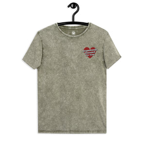 Hopelessly Devoted To You Heart Left Chest Embroidered Aged Vintage Unisex T-Shirt