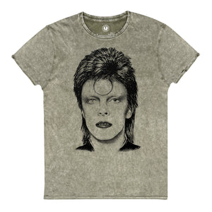 David Bowie Ziggy Stardust Hand Drawn Pop Art Printed Unisex Vintage Aged T-Shirt