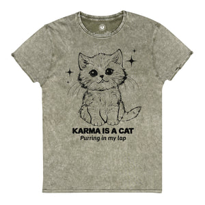Taylor Karma Is A Cat Vintage Style Illustration - Premium Printed Aged Unisex T-Shirt - Black