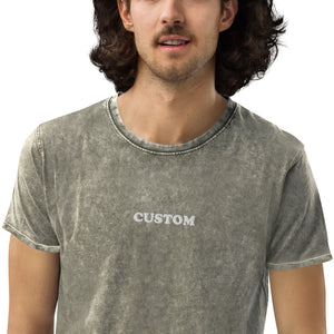 Custom Small Centre Front Chest Embroidered Vintage Aged Unisex T-shirt