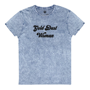 GOLD DUST WOMAN Embroidered Unisex Vintage Aged Denim Style T-Shirt
