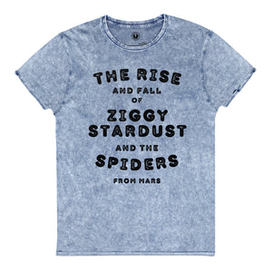 THE RISE AND FALL OF ZIGGY STARDUST PRINTED VINTAGE STYLE AGED SOFT COMBED COTTON UNISEX T-SHIRT - BLACK COAL PRINT