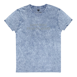 Love Will Tear Us Apart Premium Embroidered Vintage Aged Cotton T-Shirt - Grey Thread
