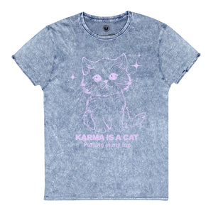 Taylor Karma Is A Cat Vintage Style Illustration - Premium Printed Vintage Aged Unisex T-Shirt - Lilac