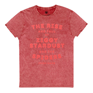 THE RISE AND FALL OF ZIGGY STARDUST PRINTED VINTAGE STYLE AGED SOFT COMBED COTTON UNISEX T-SHIRT - SCARLET PRINT