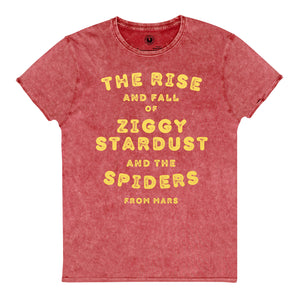 THE RISE AND FALL OF ZIGGY STARDUST PRINTED VINTAGE STYLE AGED SOFT COMBED COTTON UNISEX T-SHIRT - CANARY PRINT