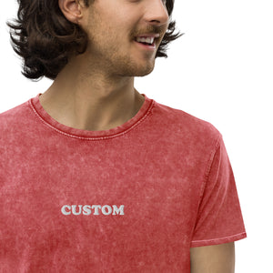 Custom Small Centre Front Chest Embroidered Vintage Aged Unisex T-shirt