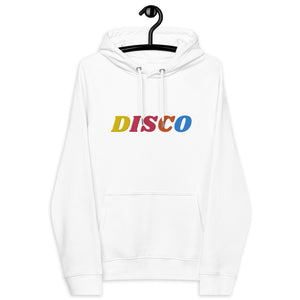 DISCO Retro 70's Style Embroidered Unisex organic raglan hoodie