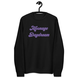 MOONAGE DAYDREAM Embroidered Unisex Organic Sweatshirt - Purple Thread