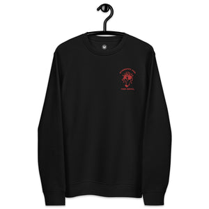 Sympathy For The Devil Vintage Badge Embroidered Unisex eco sweatshirt - red thread
