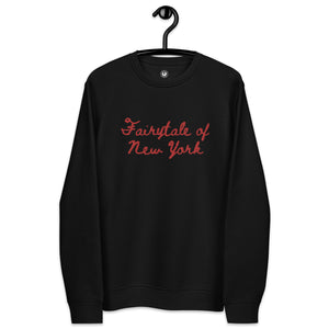 Fairytale of New York Embroidered Unisex organic cotton sweatshirt - red embroidery