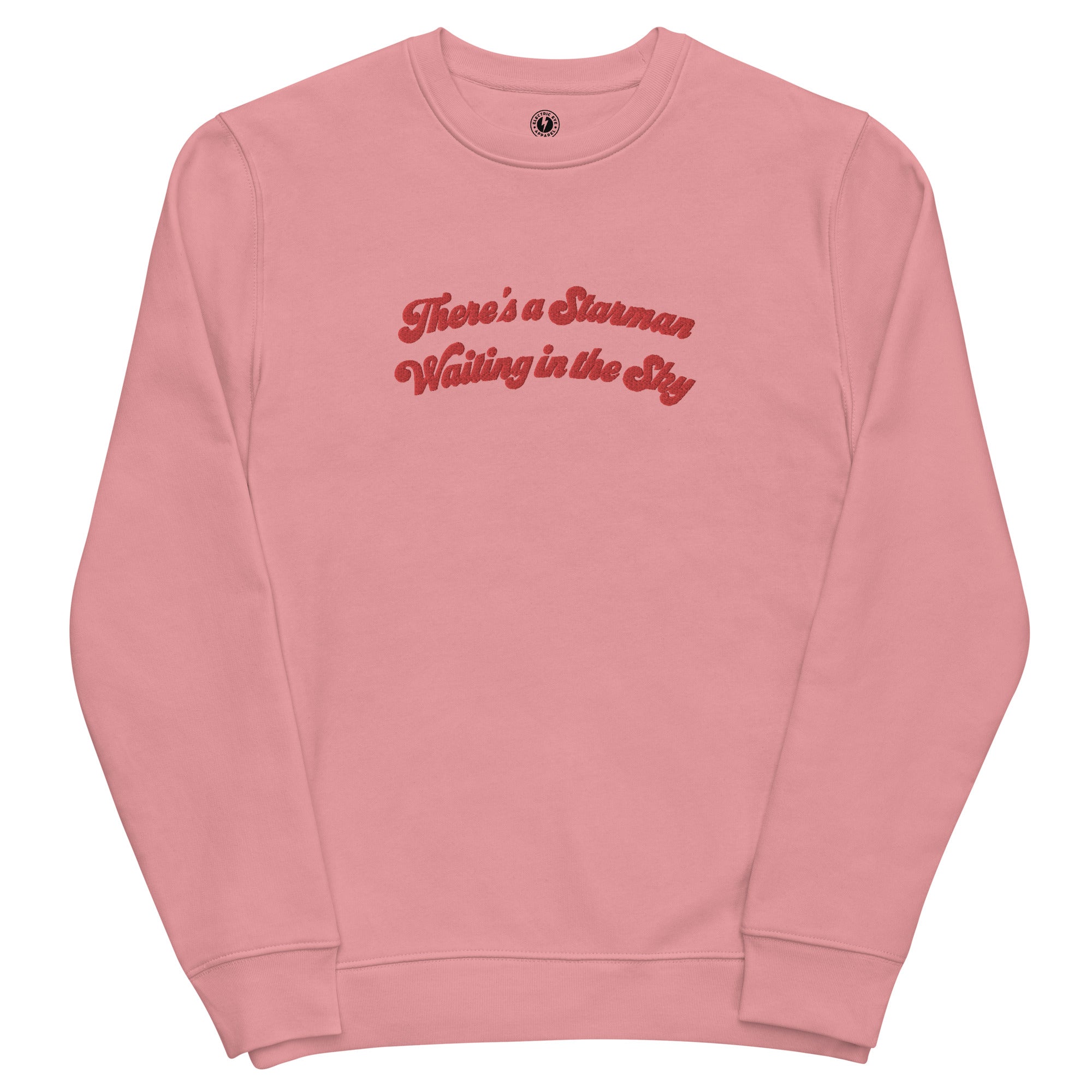 THERE'S A STARMAN WAITING IN THE SKY Embroidered Unisex Organic Sweatshirt