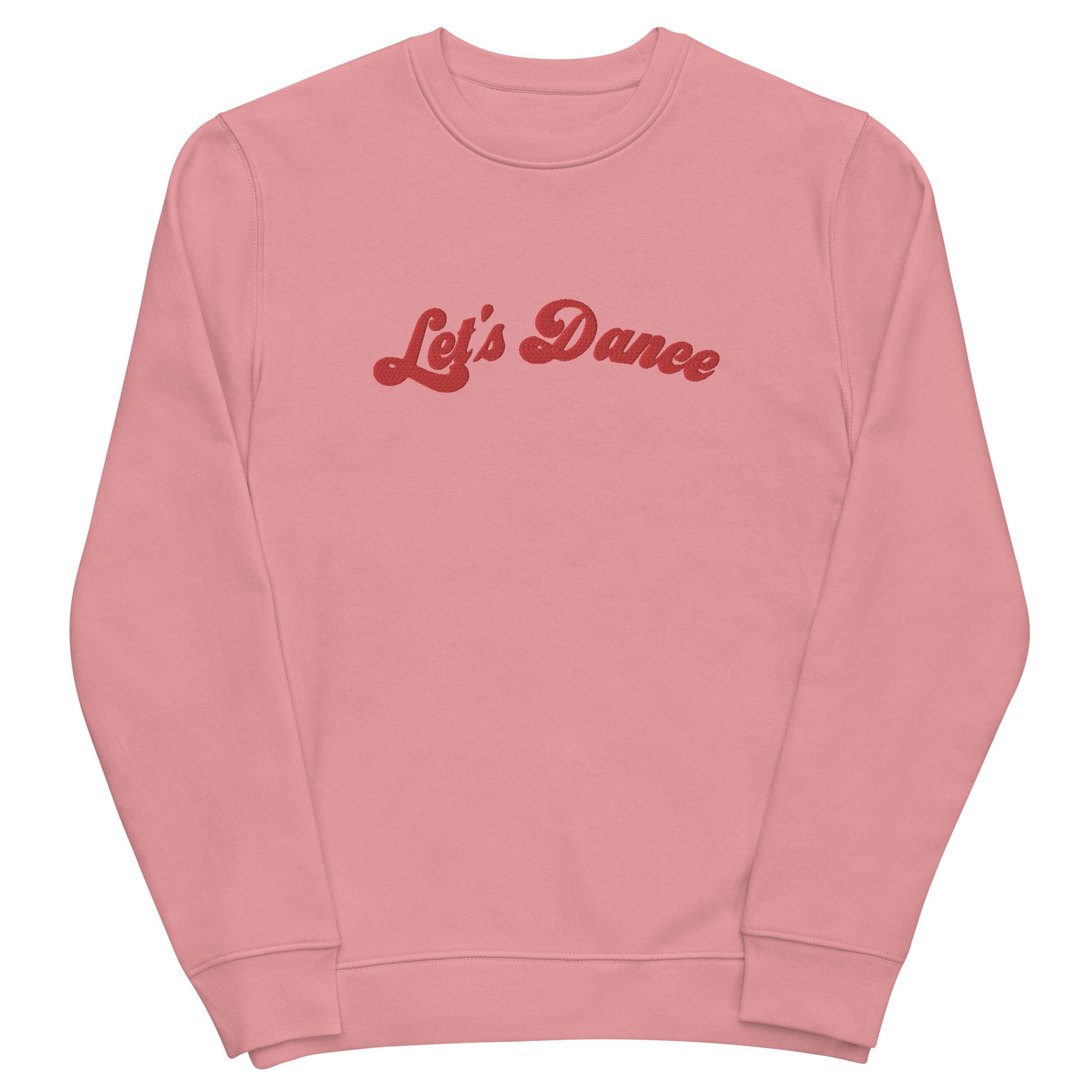LET'S DANCE Embroidered 70s Style Unisex Organic Sweatshirt - red embroidery