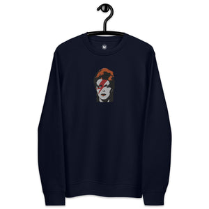 Bowie Pop Art Embroidered Unisex Organic Sweatshirt
