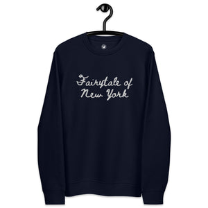 Fairytale of New York Embroidered Unisex organic cotton sweatshirt - white embroidery